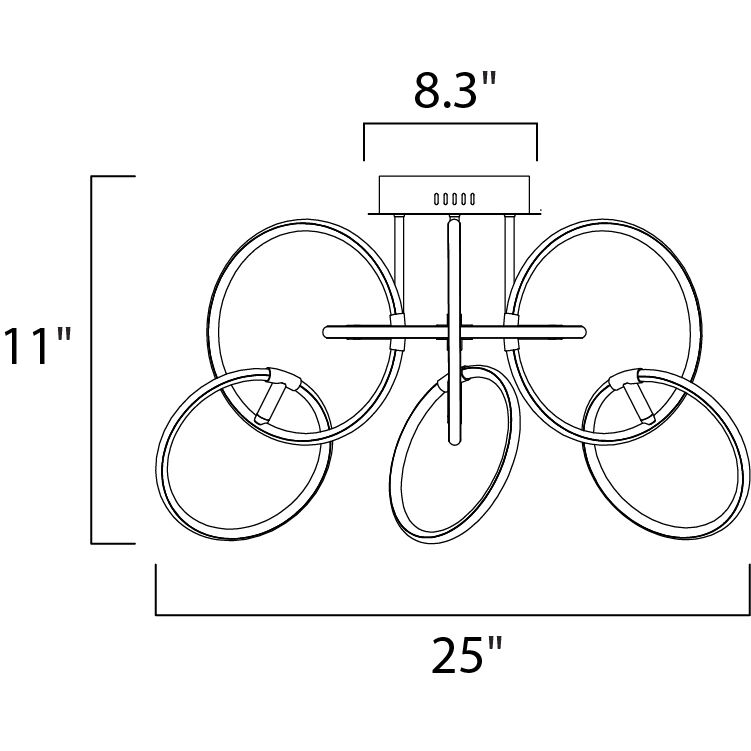 Ringer LED 25 inch Black and Polished Chrome Flush Mount Ceiling Light