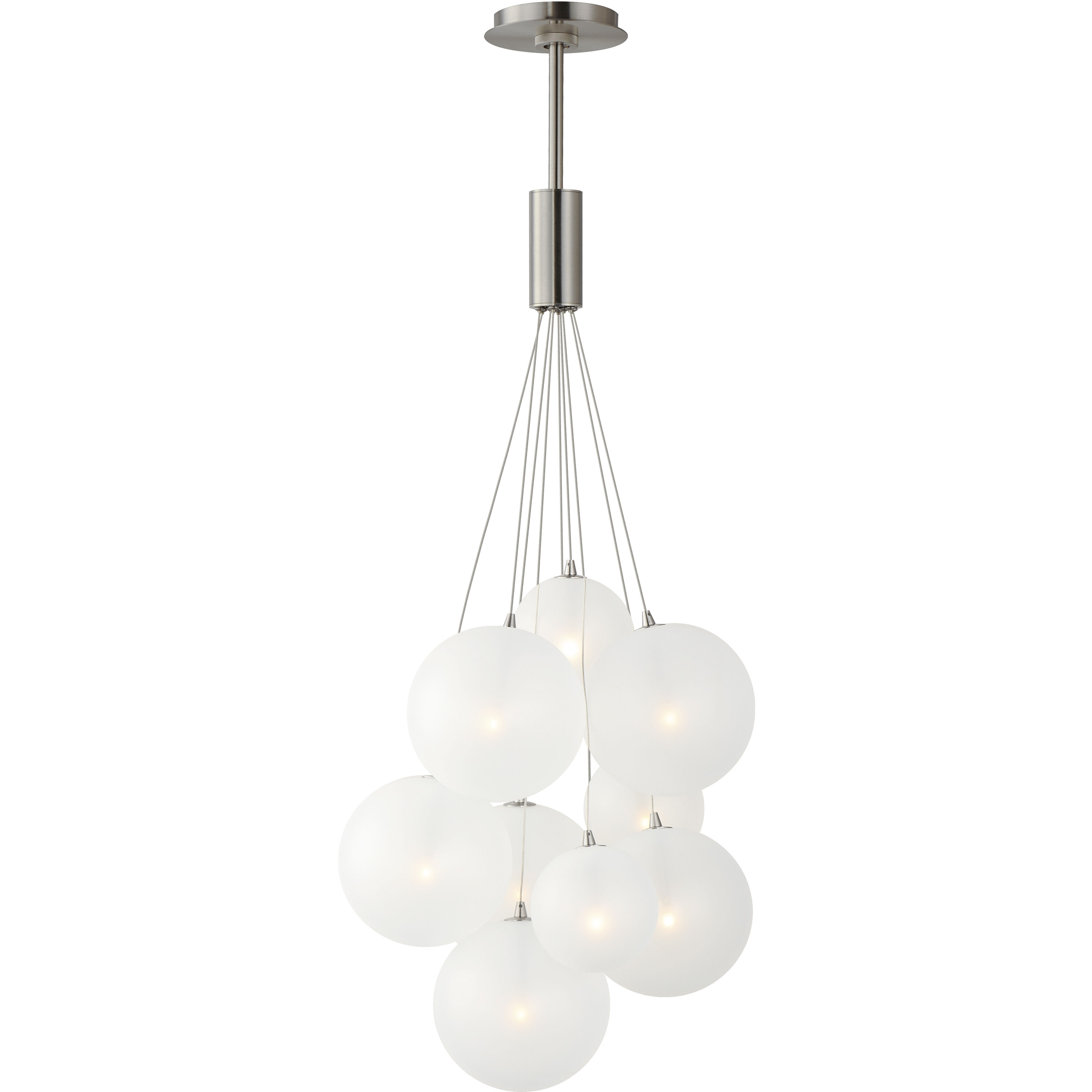 Burst LED 19.75 inch Satin Nickel Multi-Light Pendant Ceiling Light in Translucent Frost