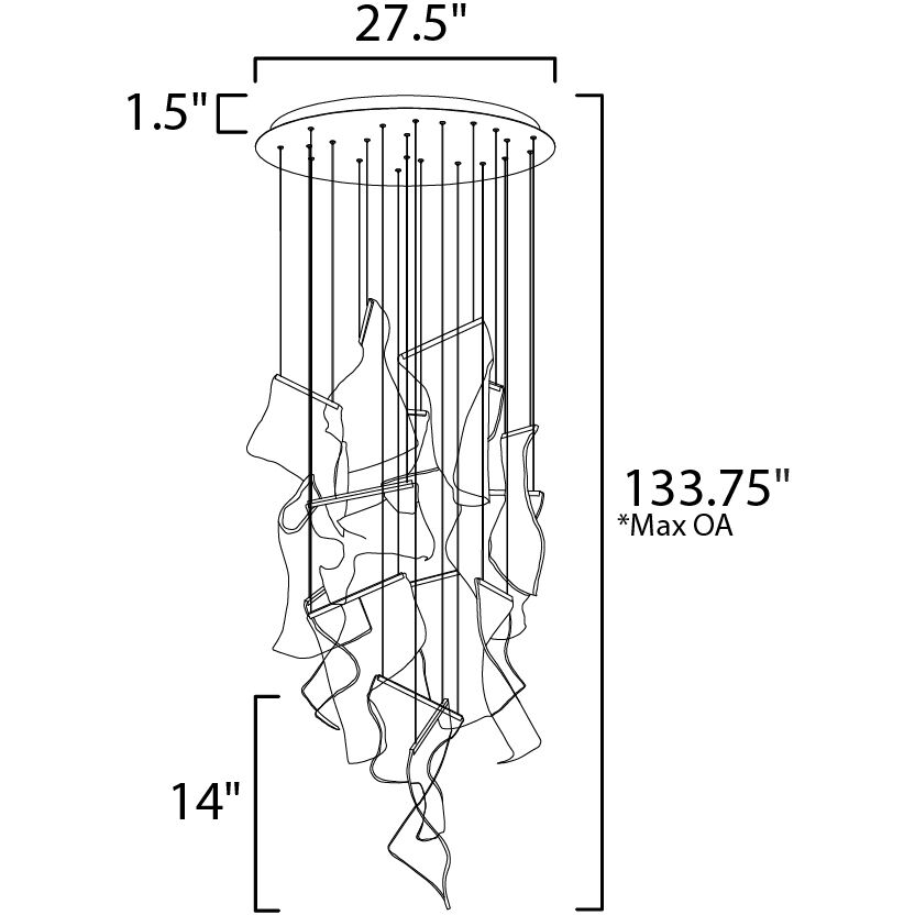 Rinkle LED 27.5 inch Brushed Gunmetal Multi-Light Pendant Ceiling Light