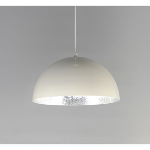 Hemisphere LED 24 inch Gloss White and Aluminum Single Pendant Ceiling Light