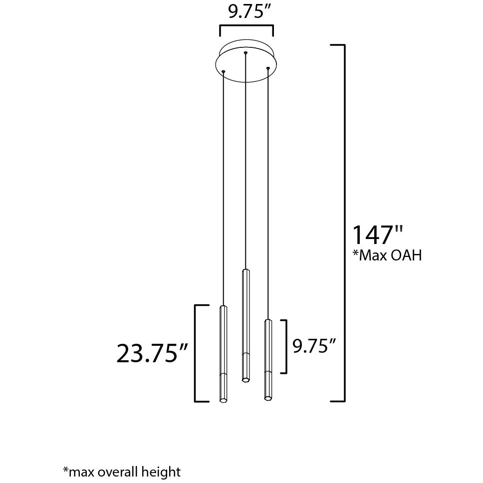 Diaphane LED 9.75 inch Black Multi-Light Pendant Ceiling Light