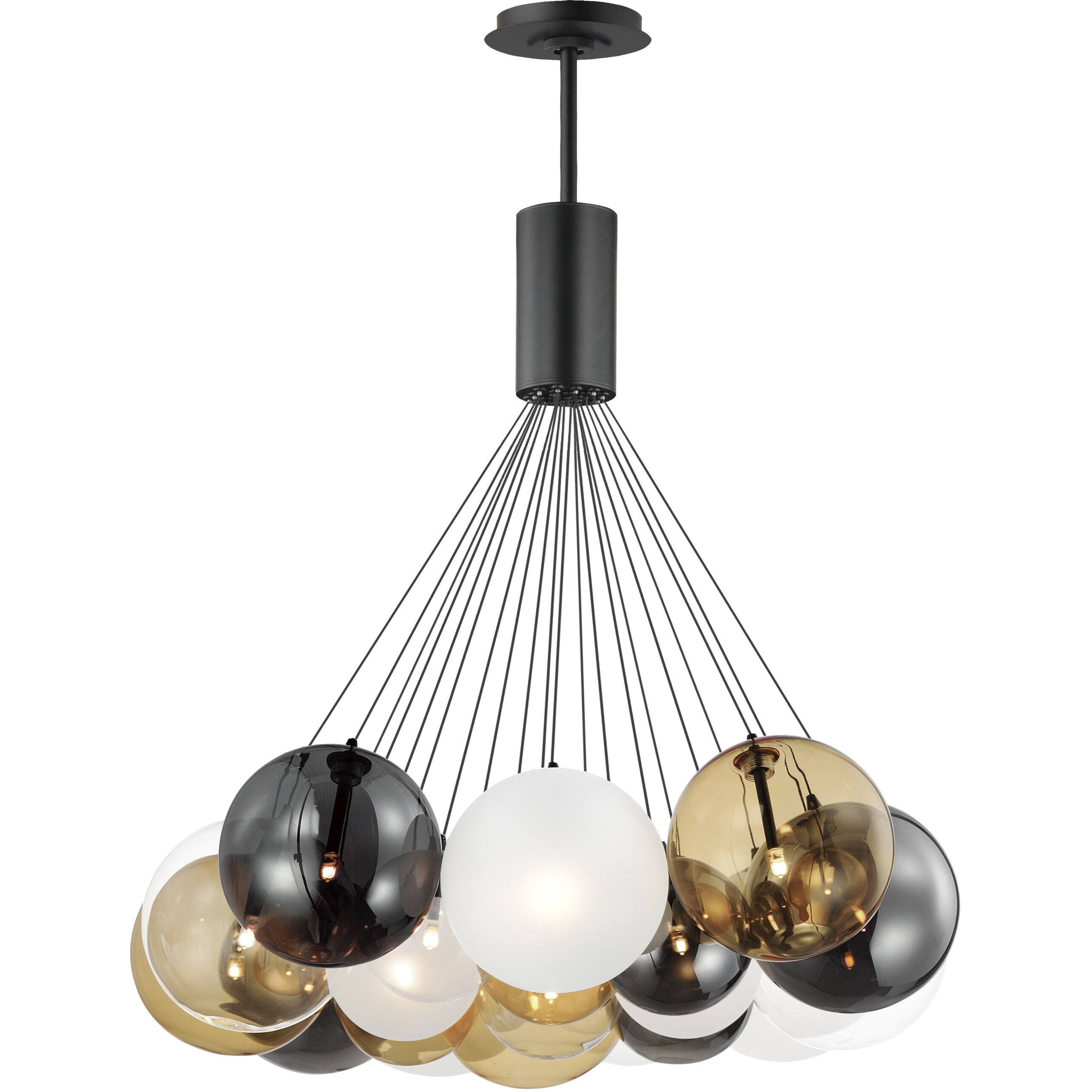 Burst LED 35.25 inch Black Multi-Light Pendant Ceiling Light in Multi Color