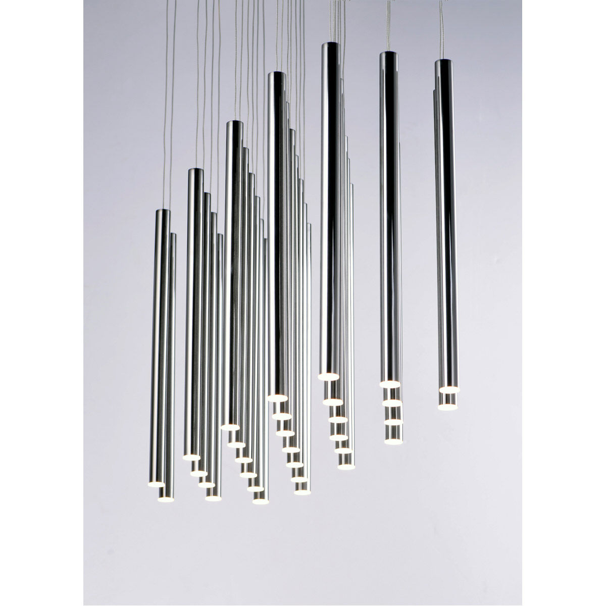 Flute LED 11.75 inch Black Chrome Multi-Light Pendant Ceiling Light