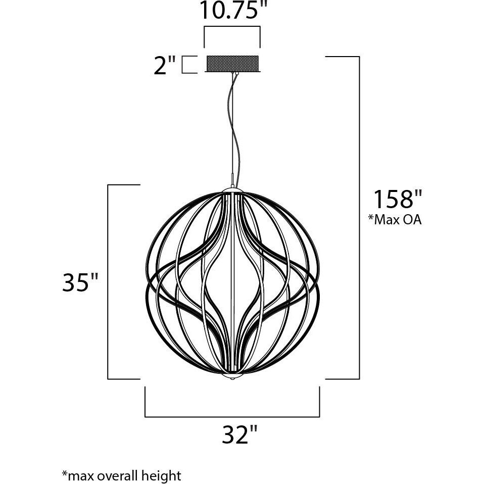 Aura LED 31 inch Polished Chrome Single Pendant Ceiling Light