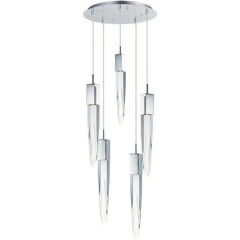 Quartz LED 15.75 inch Polished Chrome Multi-Light Pendant Ceiling Light