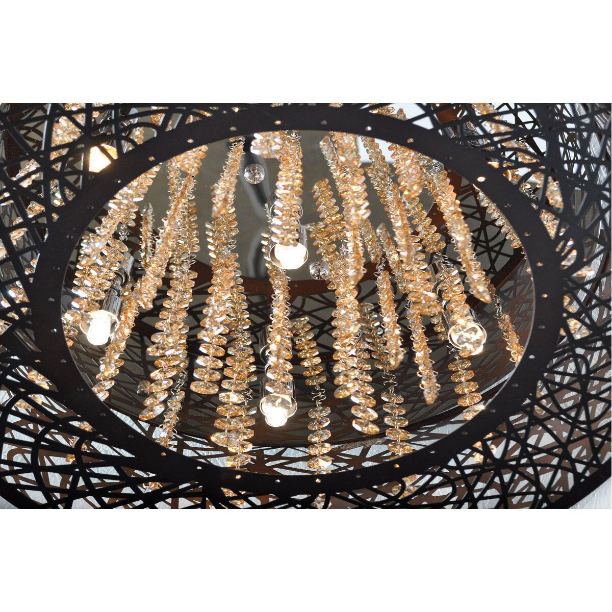 ET2 Inca Bronze Crystal Drum Flush Mount