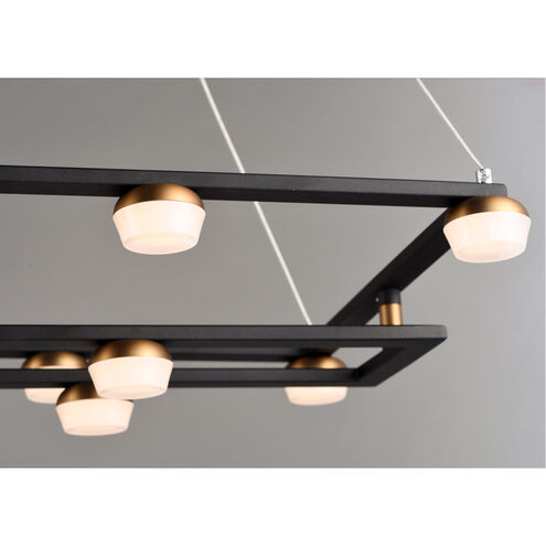 Button LED 15.75 inch Black and Gold Suspension Pendant Ceiling Light