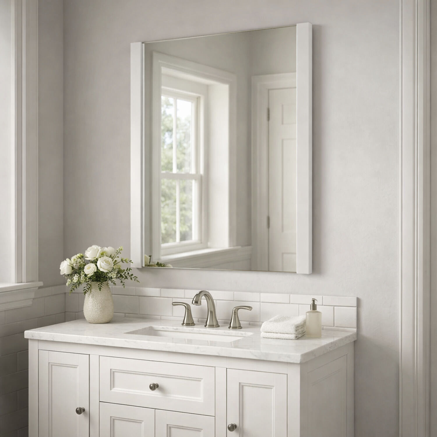 Luminance 36 X 32.75 inch Polished Chrome LED Wall Mirror