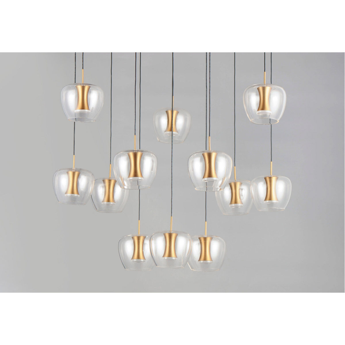 Newton LED 27.5 inch Black and Gold Multi-Light Pendant Ceiling Light