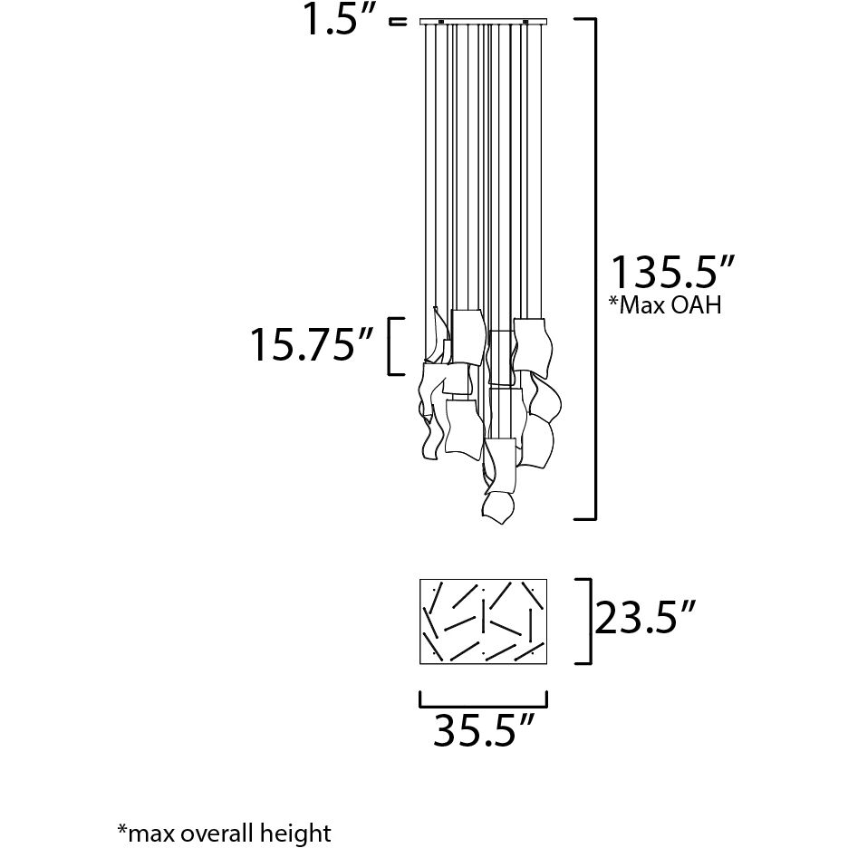 Rinkle LED 23.5 inch Brushed Gunmetal Multi-Light Pendant Ceiling Light