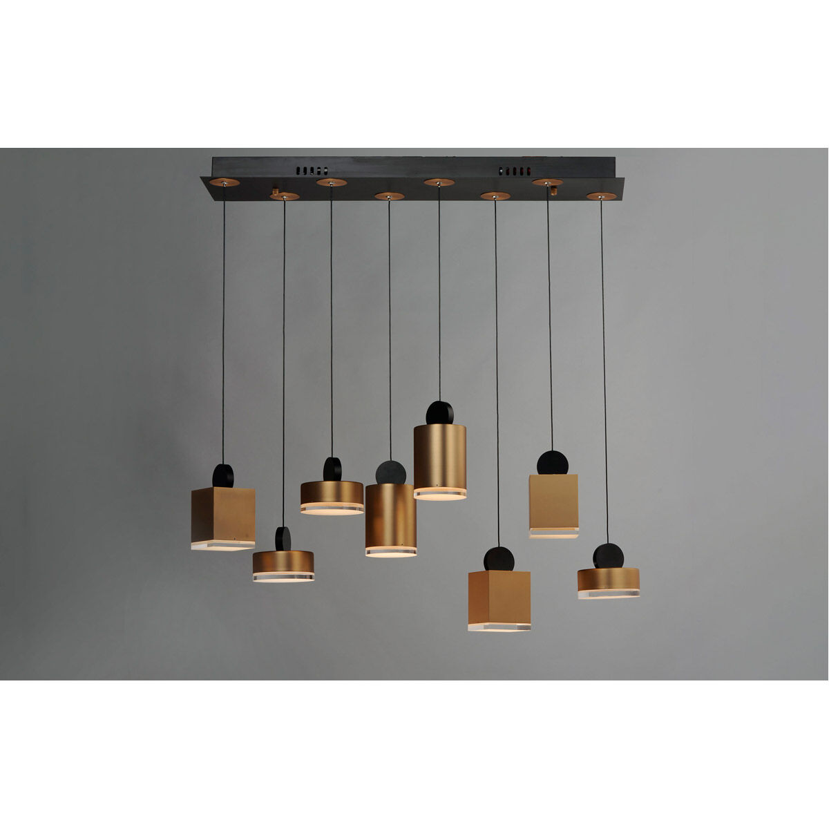 Nob LED 33 inch Black and Gold Linear Pendant Ceiling Light