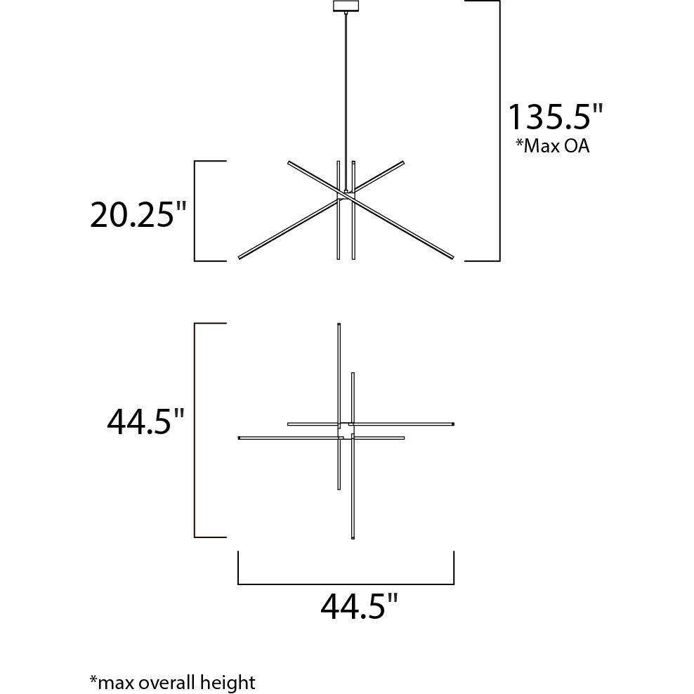 Alumilux Aster LED 44.5 inch Satin Aluminum Multi-Light Pendant Ceiling Light