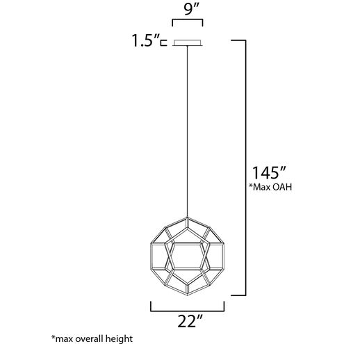 Penta LED 22 inch Black Pendant System Ceiling Light