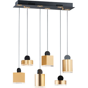 Nob LED 25 inch Black/Gold Linear Pendant Ceiling Light
