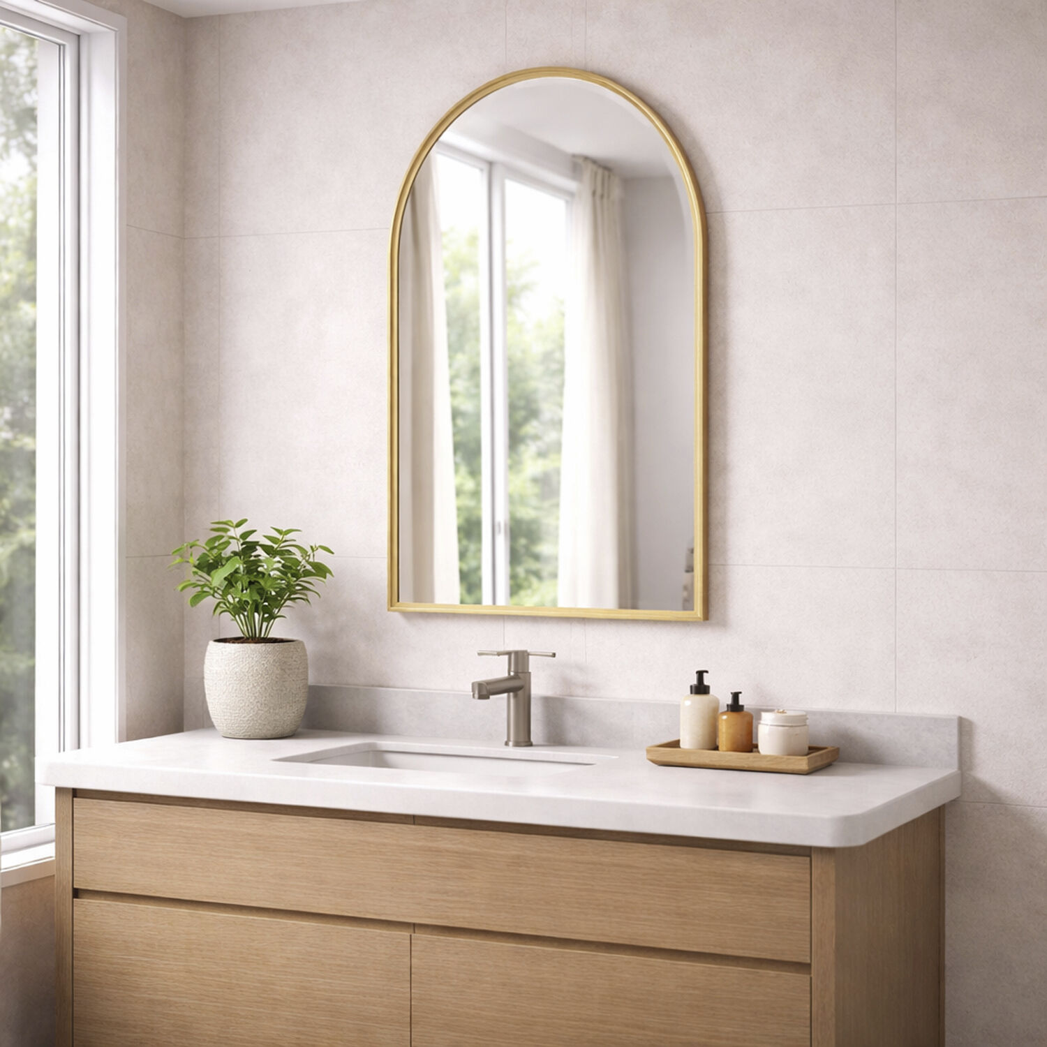 Elisse 36 X 24 inch Gold LED Wall Mirror