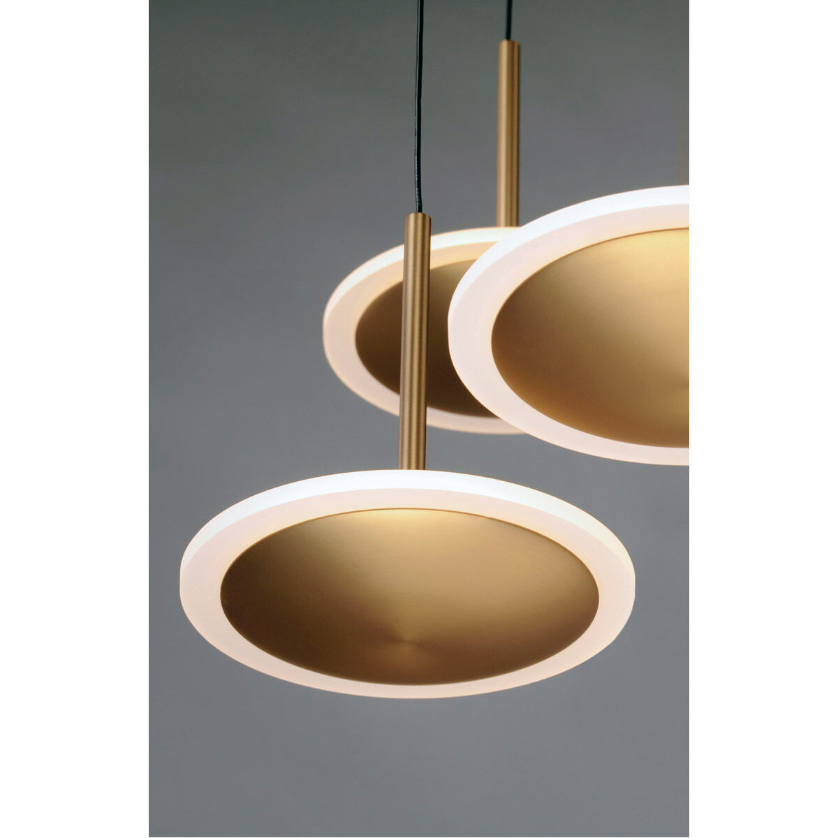 Saucer LED 17 inch Black and Gold Multi-Light Pendant Ceiling Light