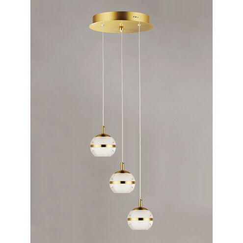 Swank LED 11.75 inch Natural Aged Brass Multi-Light Pendant Ceiling Light