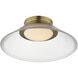 Jensen LED 11.75 inch Satin Brass Semi-Flush Mount Ceiling Light in Clear Ribbed