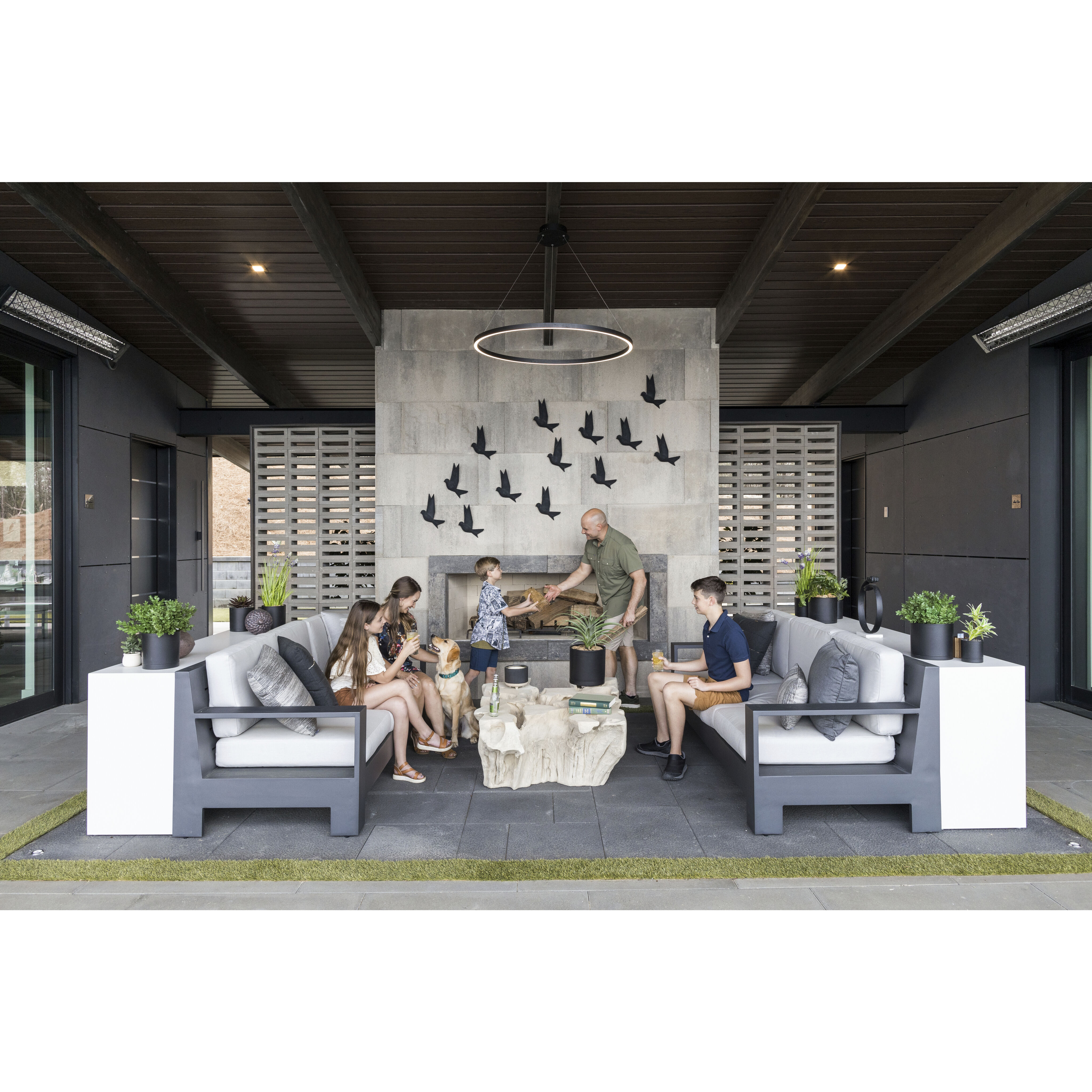 Groove LED 31.5 inch Black Single Pendant Ceiling Light