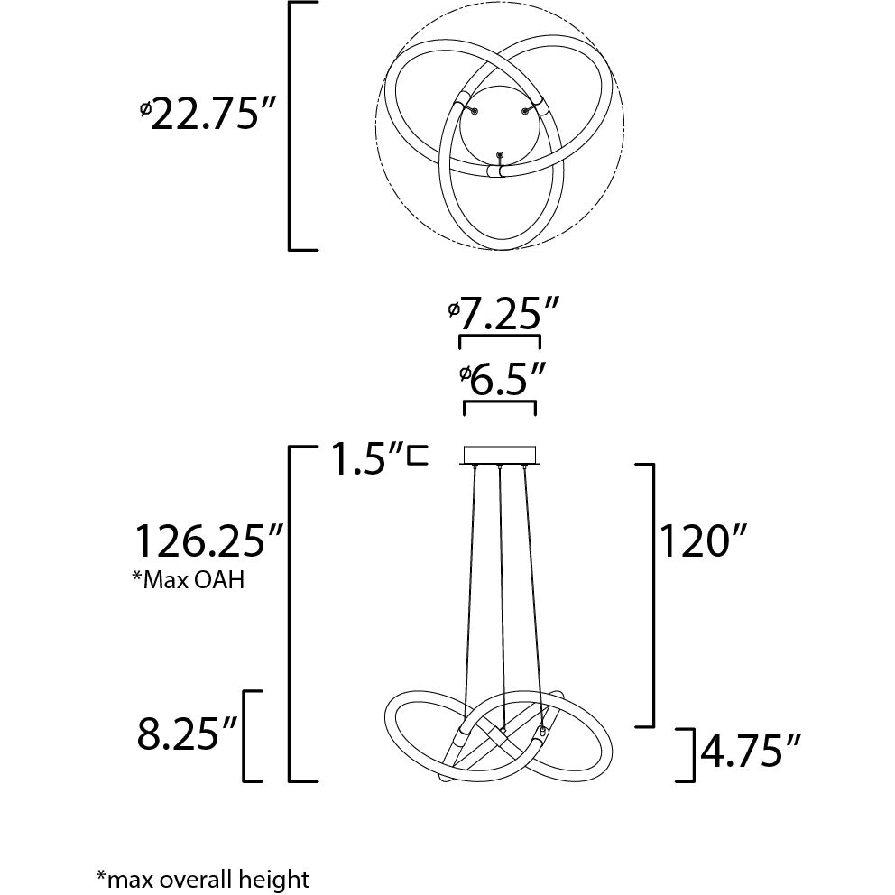 Tracer LED 22.75 inch Polished Chrome Single Pendant Ceiling Light