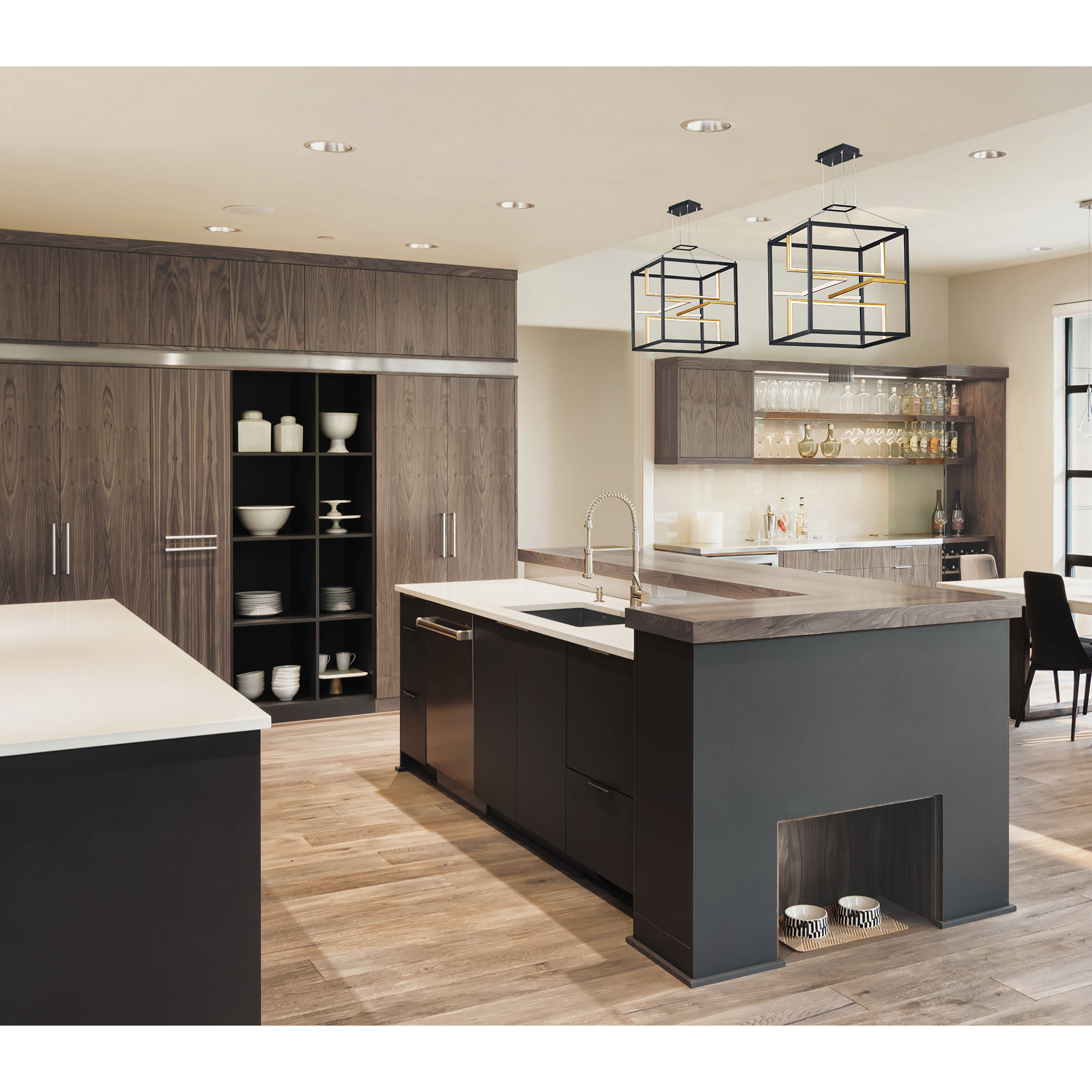 Chamber LED 23.75 inch Black and Gold Single Pendant Ceiling Light