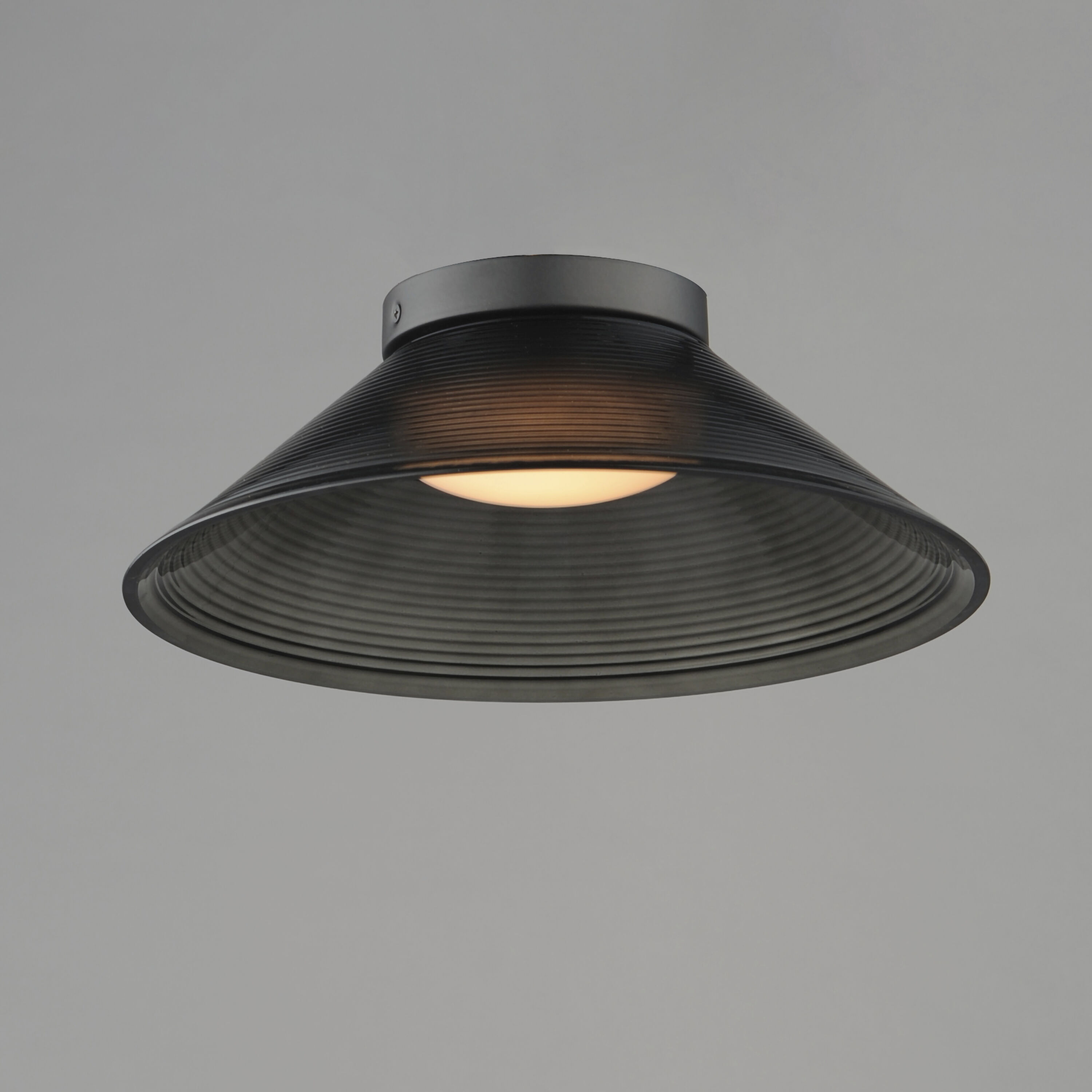 Jensen LED 11.75 inch Black Semi-Flush Mount Ceiling Light in Smoke