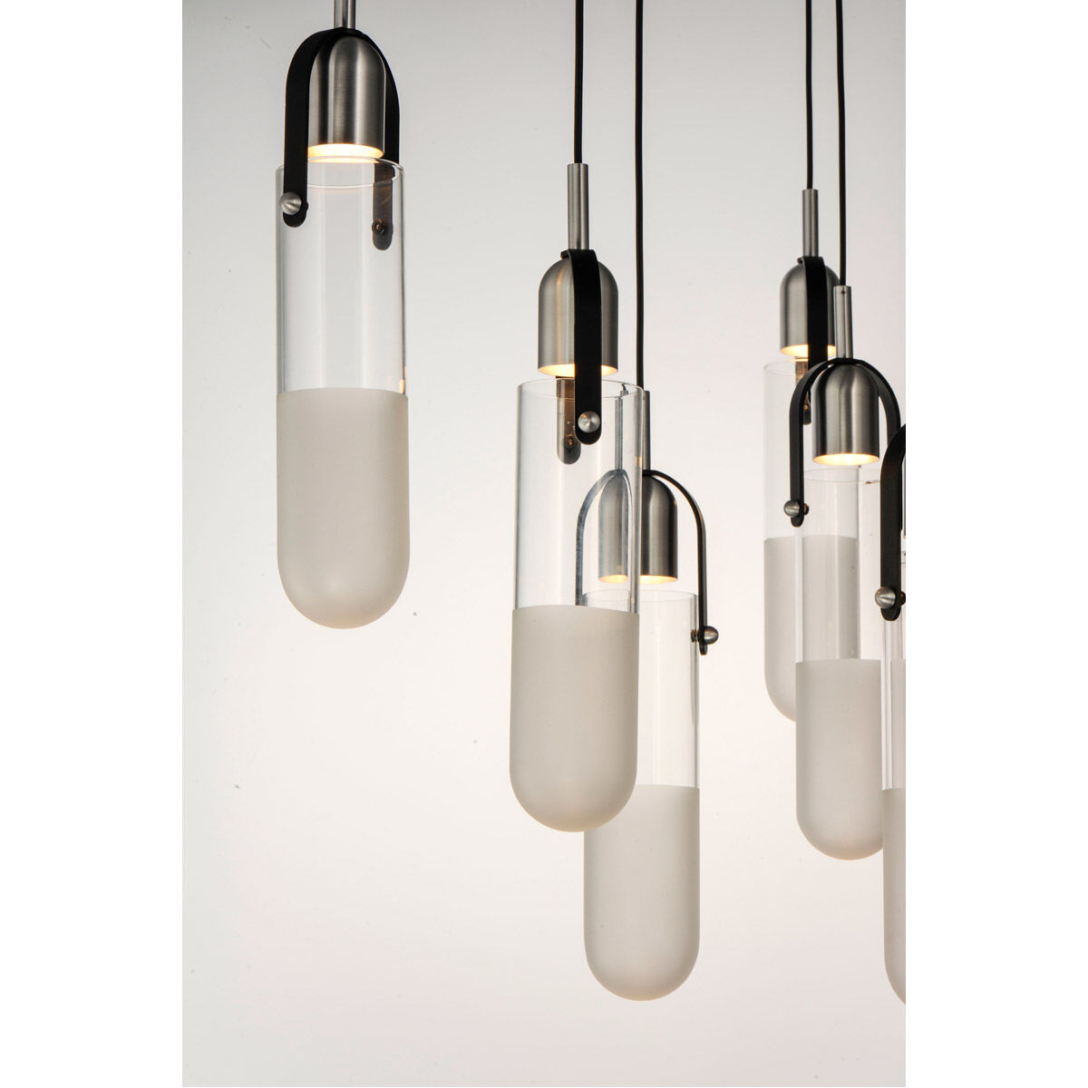 Capsule LED 33 inch Black and Brushed Aluminum Multi-Light Pendant Ceiling Light