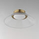 Jensen LED 11.75 inch Satin Brass Semi-Flush Mount Ceiling Light in Clear Ribbed