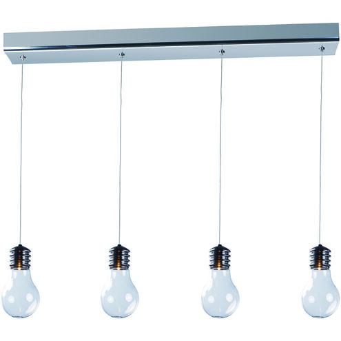 Edison 4 Light 27.5 inch Polished Chrome Linear Pendant Ceiling Light