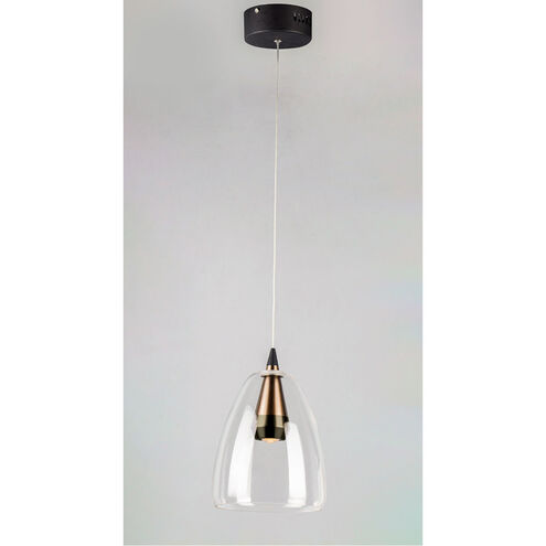 Sven LED 8 inch Black and Coffee Single Pendant Ceiling Light