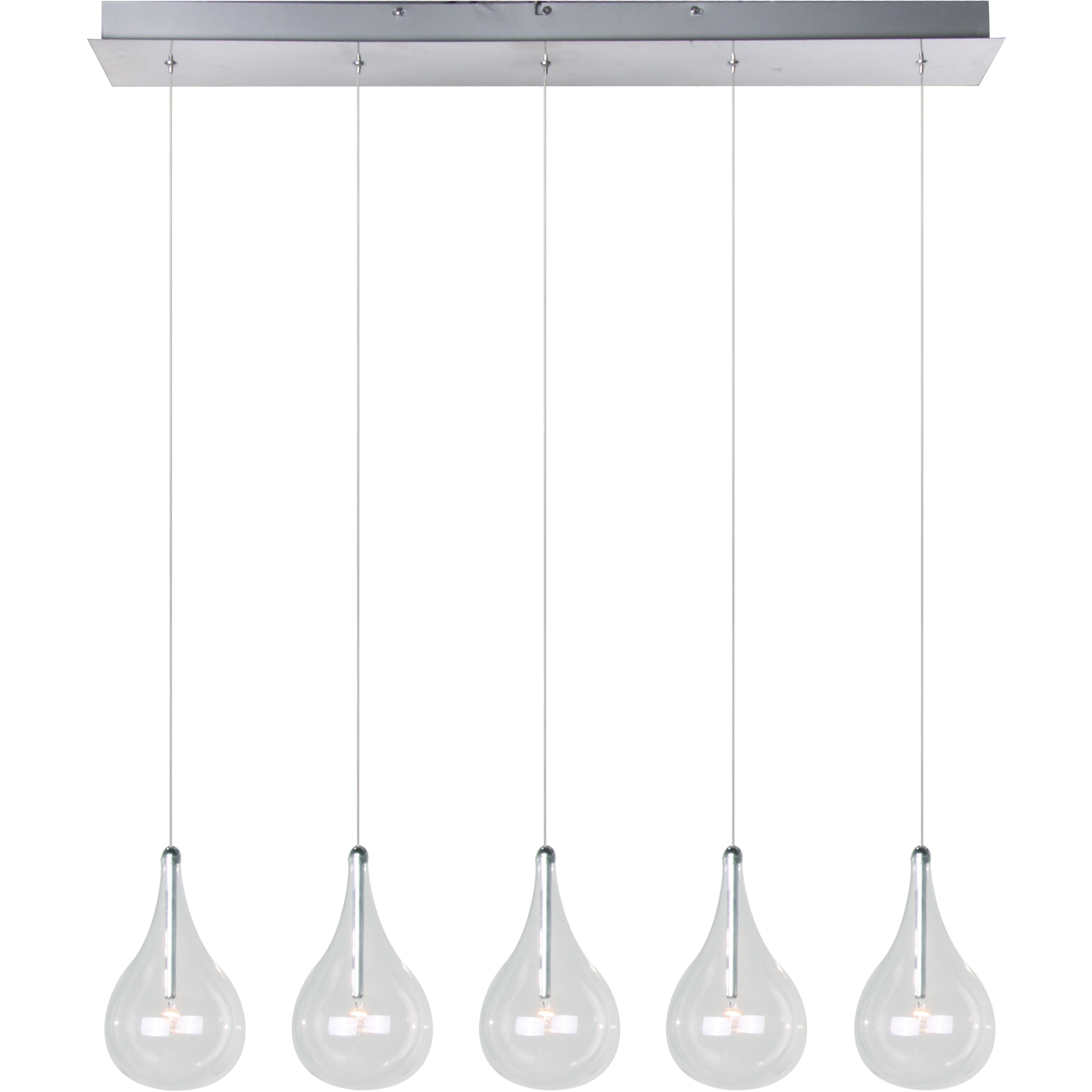 Larmes 5 Light 30 inch Polished Chrome Linear Pendant Ceiling Light