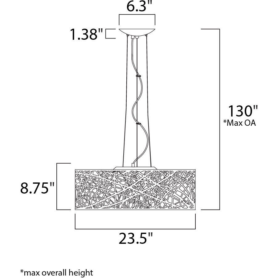 Inca LED 23.5 inch Polished Chrome Multi-Light Pendant Ceiling Light in Clear/White, With Bulb 