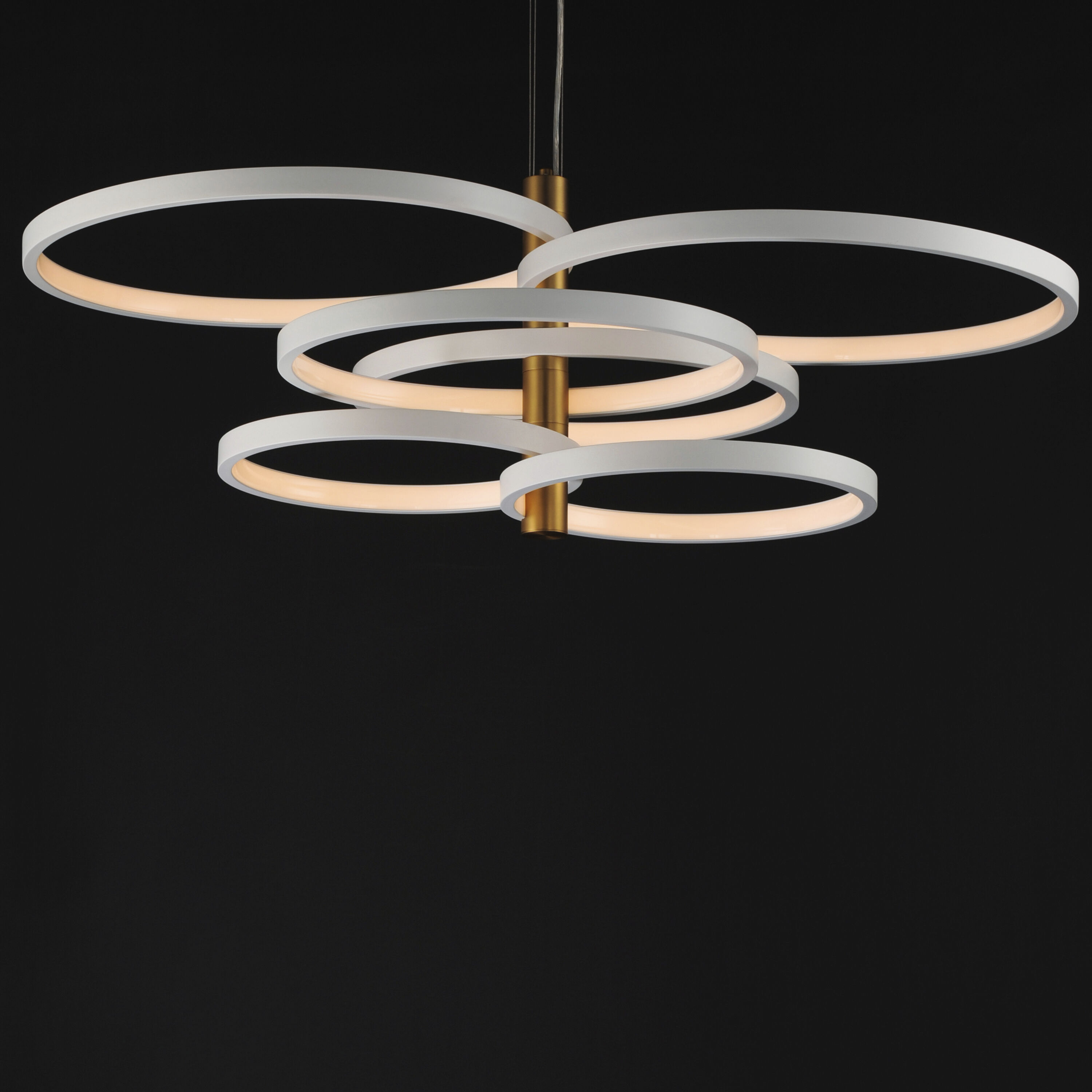 Hoopla LED 37.5 inch White and Gold Single Pendant Ceiling Light in White/Gold