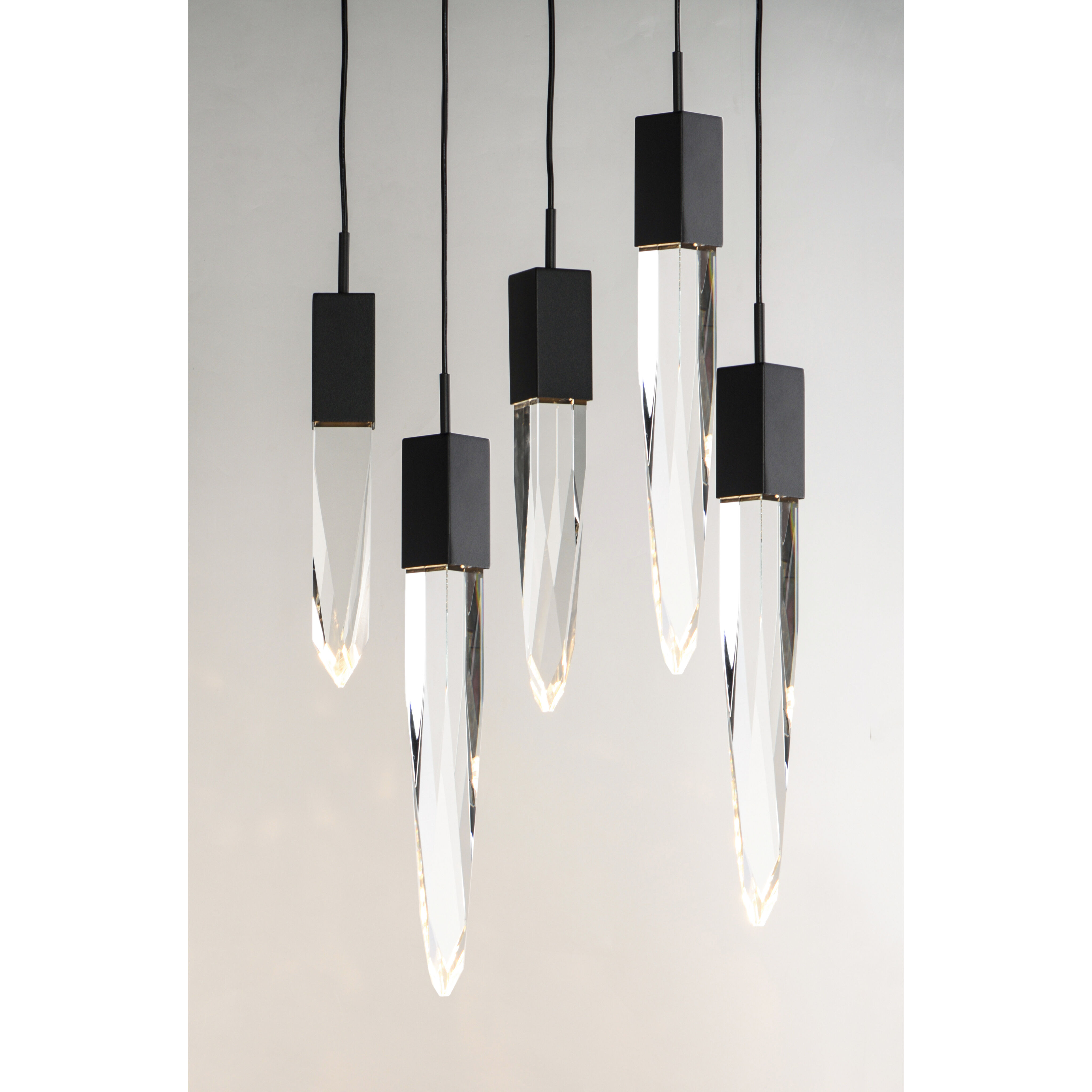 Quartz LED 15.75 inch Black Multi-Light Pendant Ceiling Light