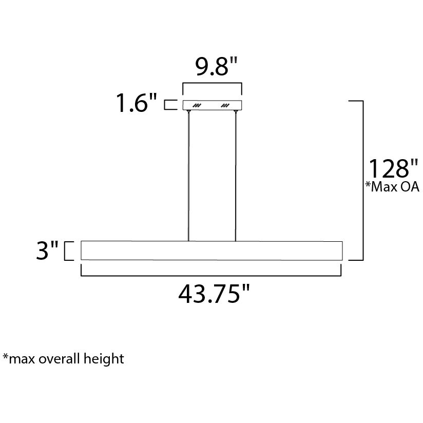 Blade LED 43.75 inch Brushed Aluminum Linear Pendant Ceiling Light