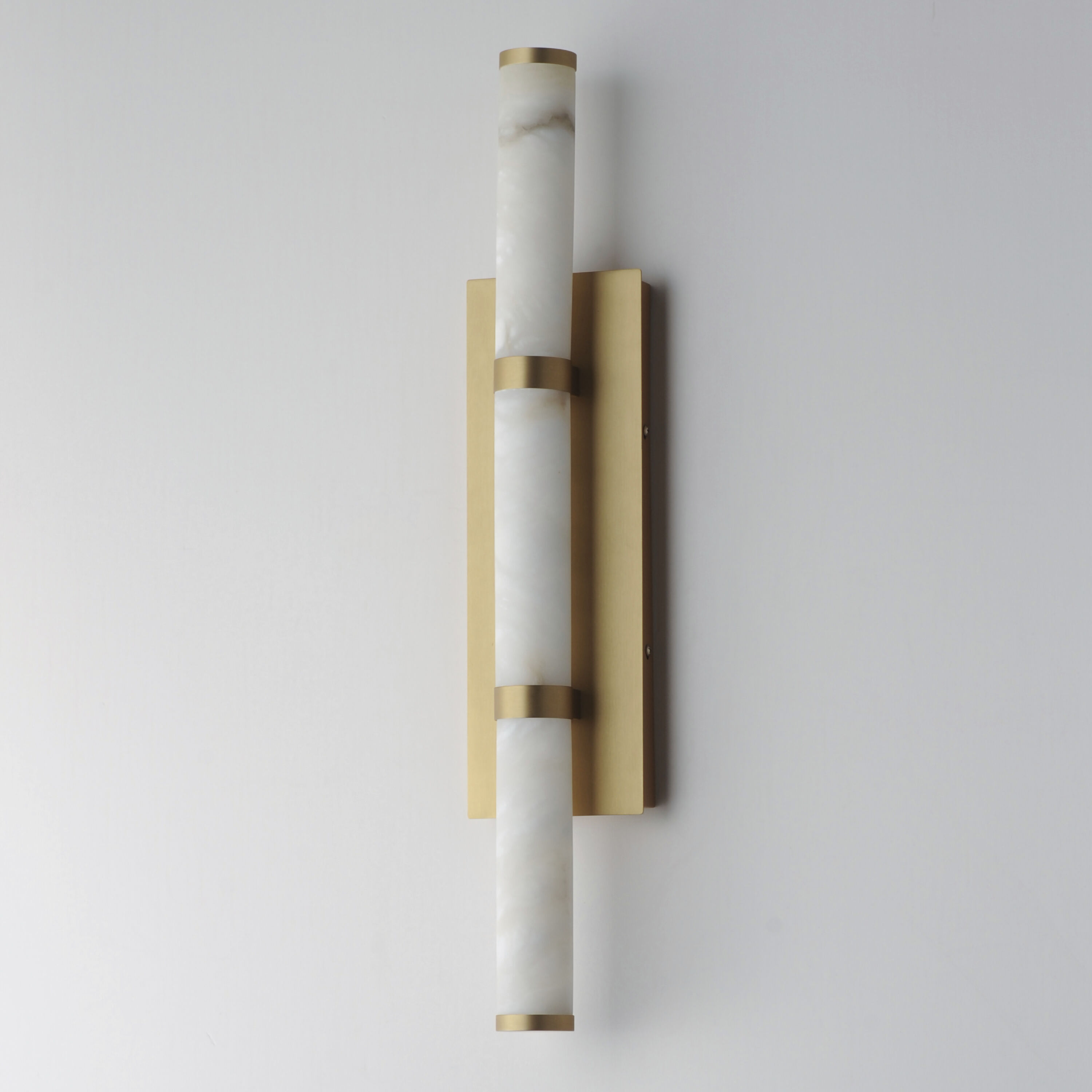 Aragon Wall Sconce Wall Light in White Alabaster and Gold