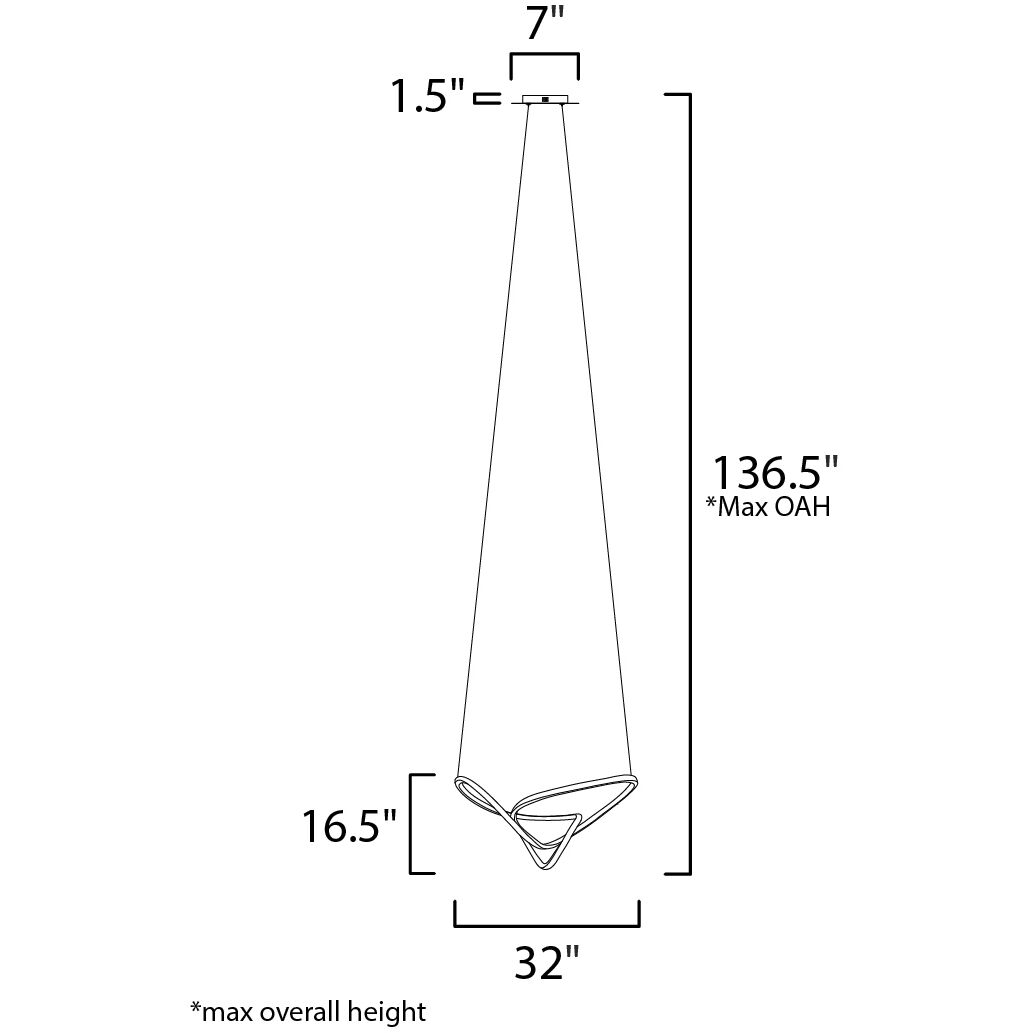 Perpetual LED 32 inch Black Chrome Single Pendant Ceiling Light