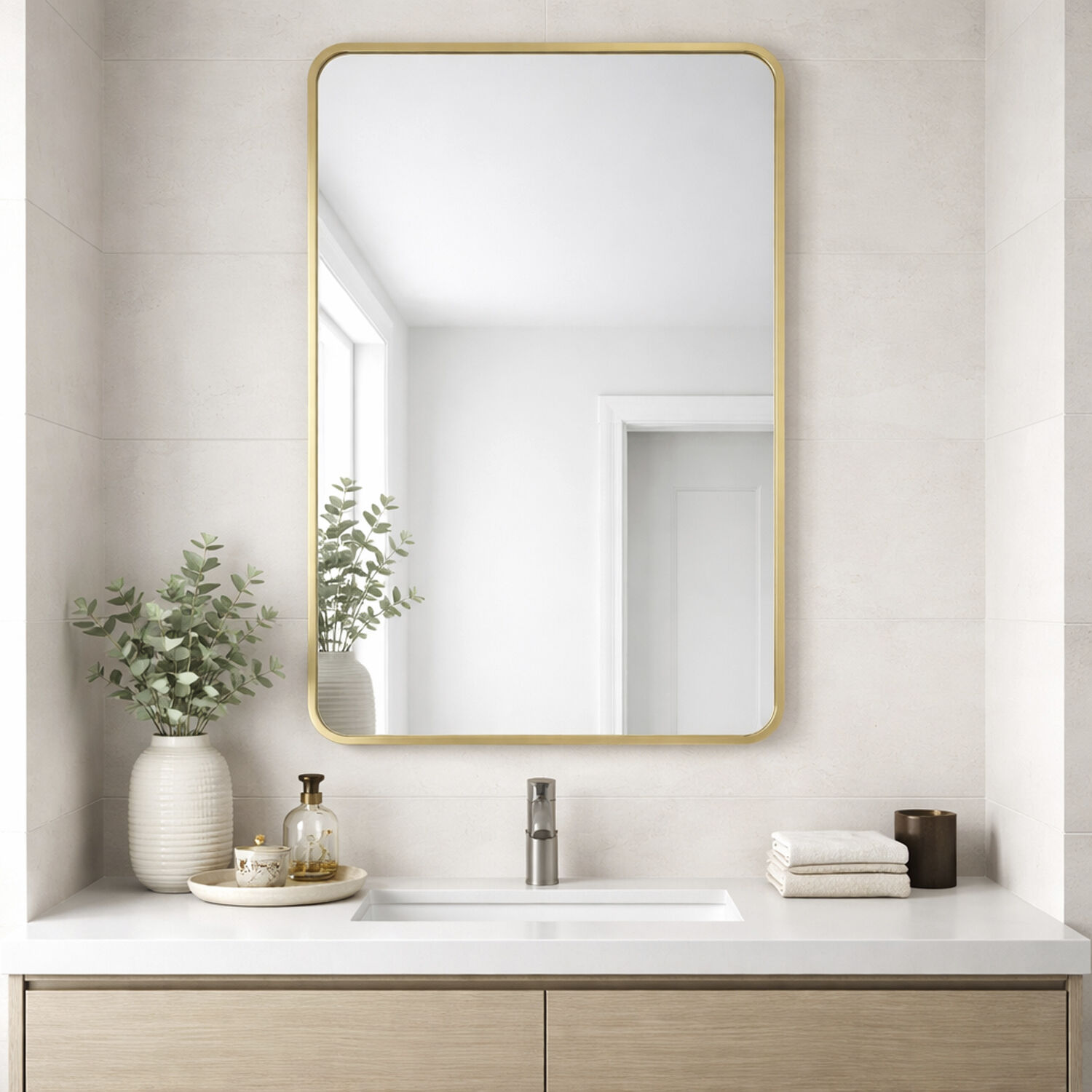 Elisse 36 X 24 inch Gold LED Wall Mirror