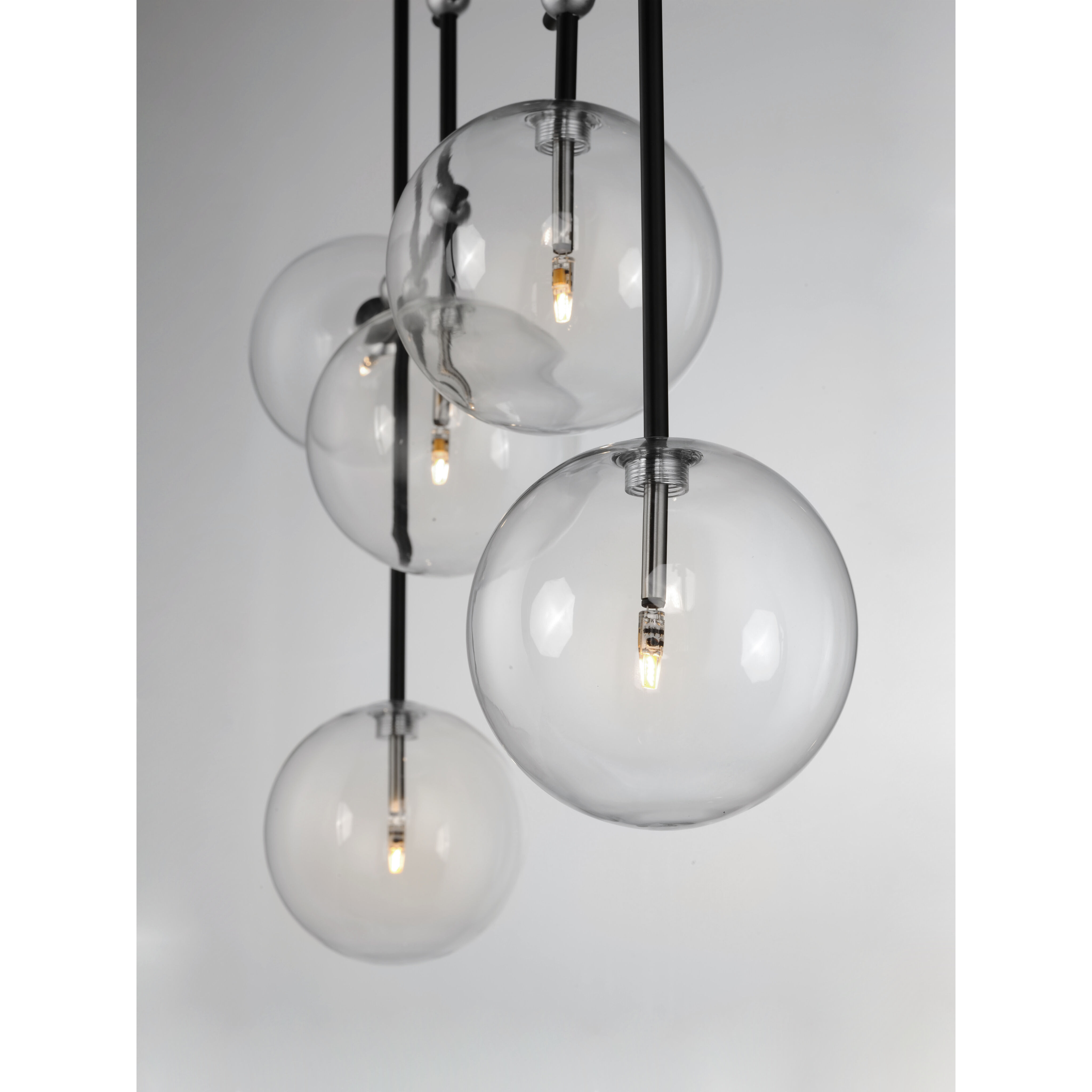 Global LED 6 inch Black and Satin Nickel Multi-Light Pendant Ceiling Light