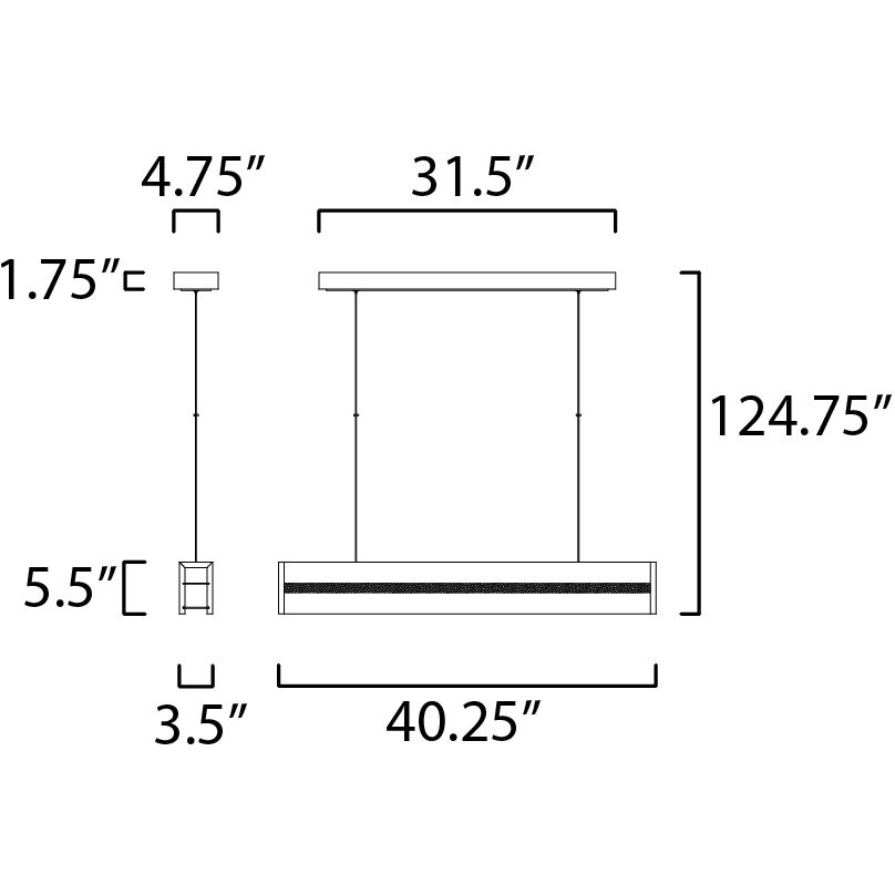iWood Linear Pendant Ceiling Light in Antique Pecan and Brushed Champagne 