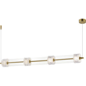 Elysian LED 58.25 inch Natural Aged Brass Linear Pendant Ceiling Light