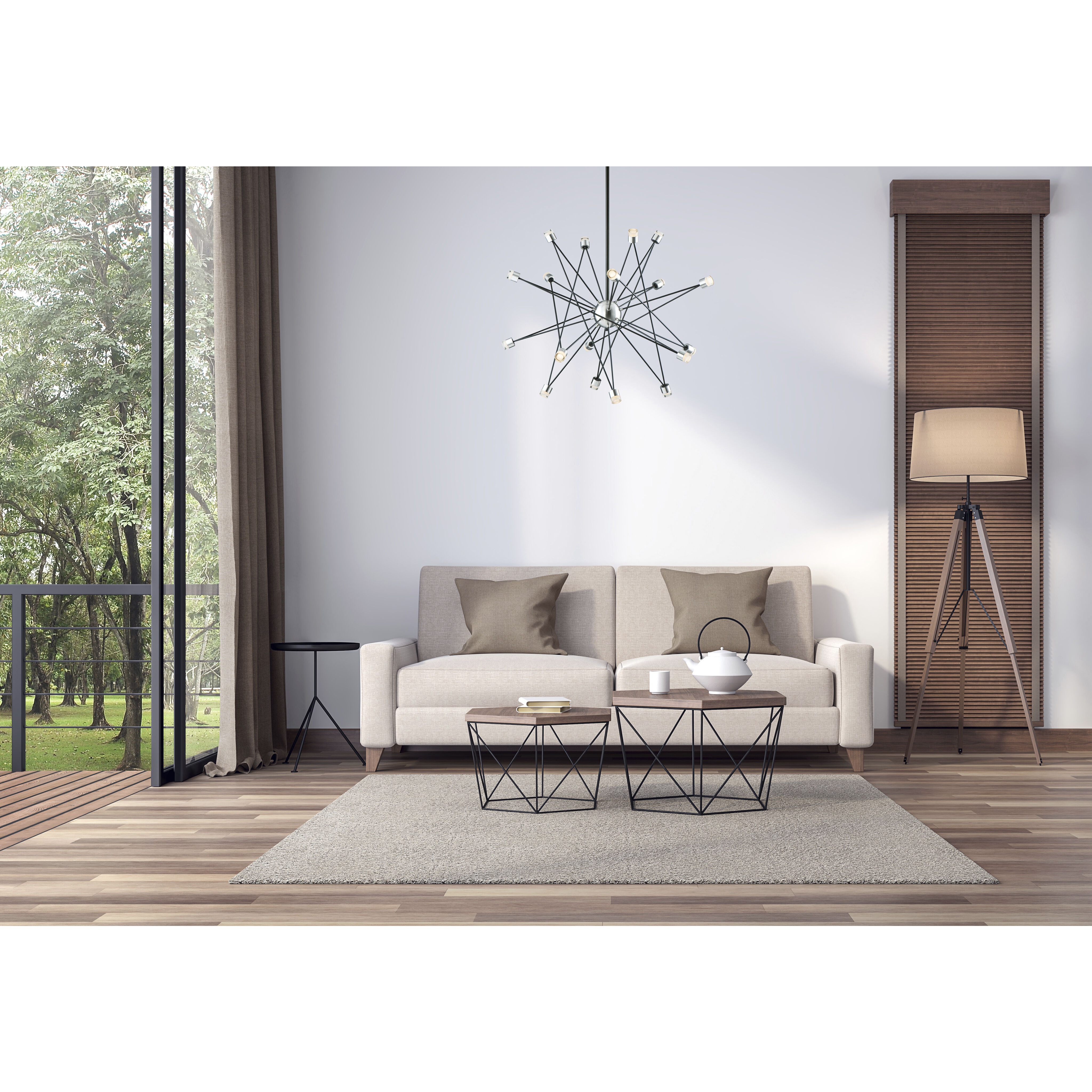 Phaeton LED 30 inch Black and Brushed Aluminum Multi-Light Pendant Ceiling Light