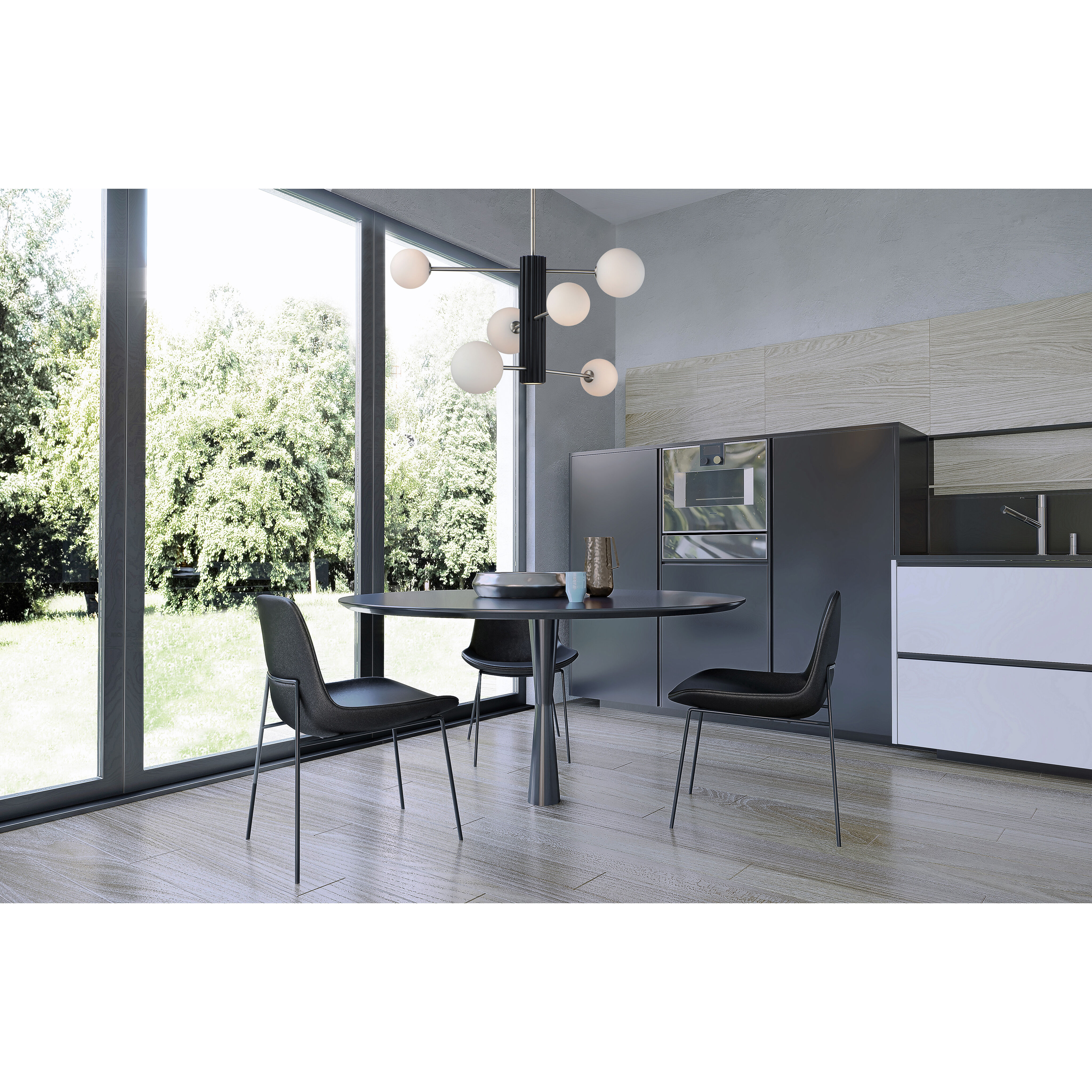 Cog LED 30 inch Black and Satin Nickel Multi-Light Pendant Ceiling Light