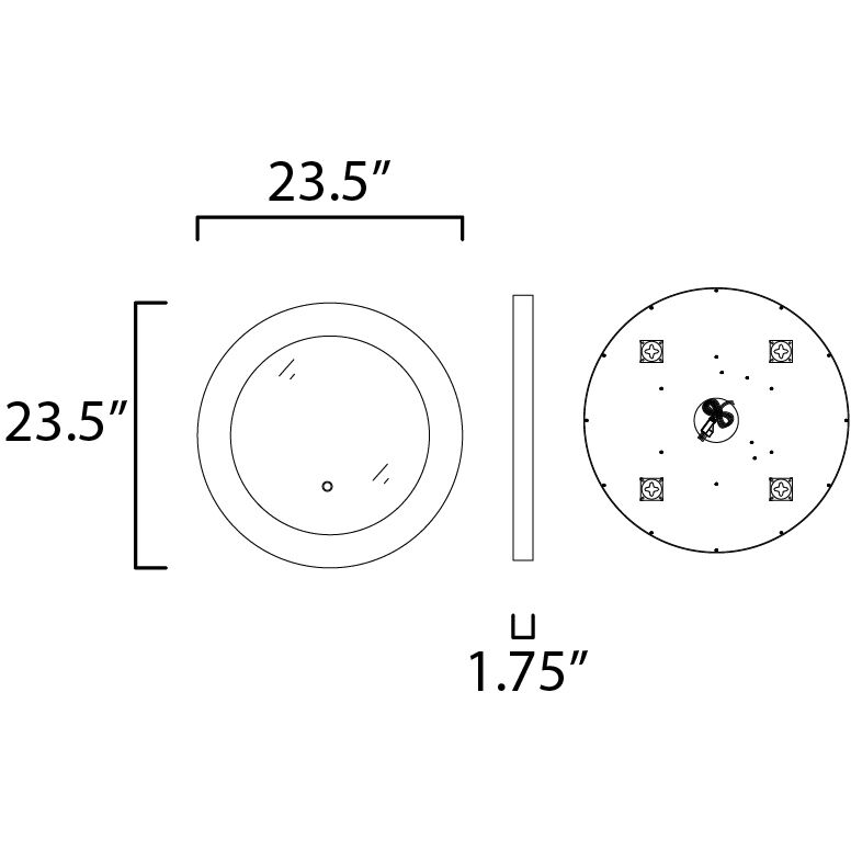 Floating 23.5 X 23.5 inch Gold Leaf and Black LED Wall Mirror
