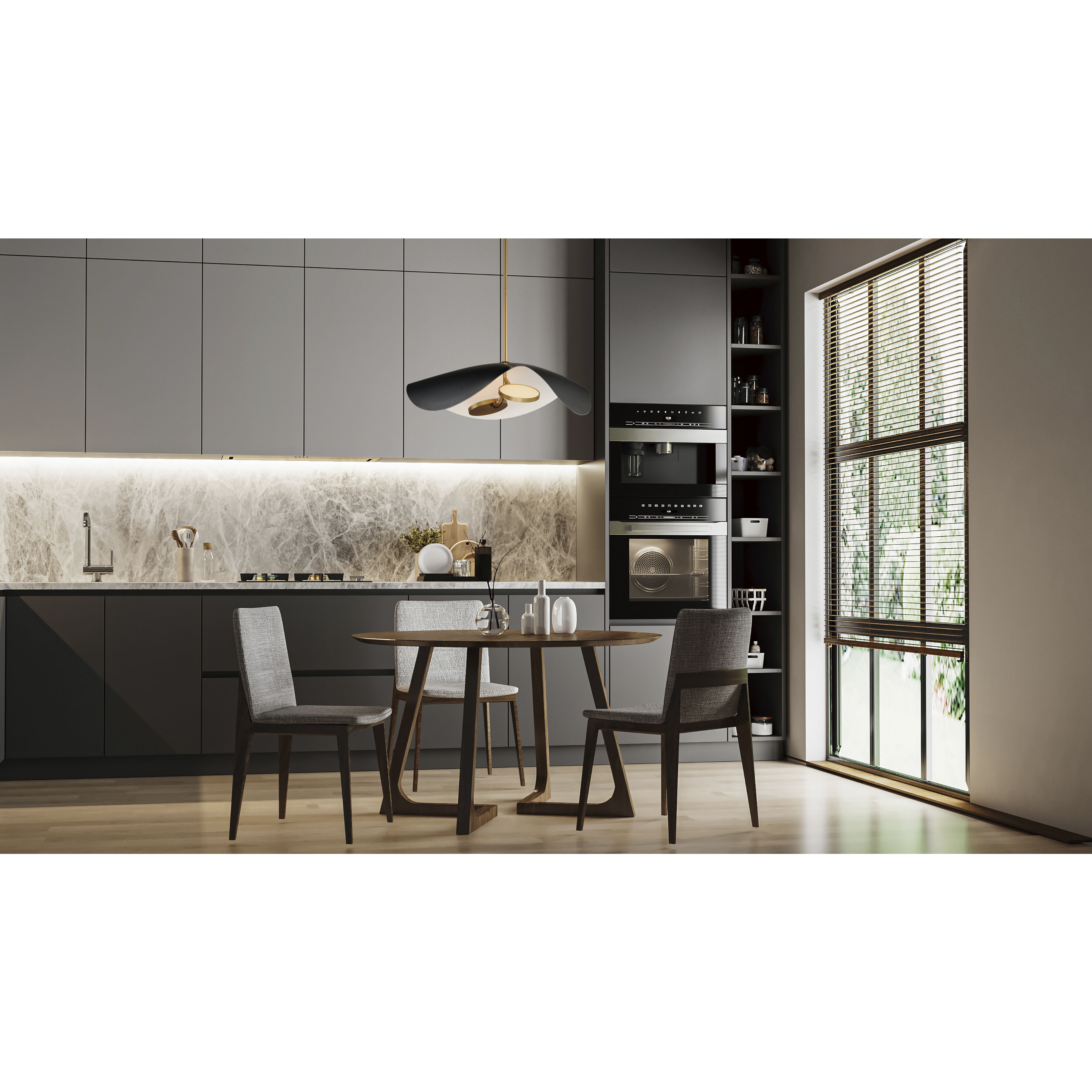 ET2 E24966 WTBKGLD Carmen LED 24 inch Black and Gold Single Pendant Ceiling Light in Black Gold