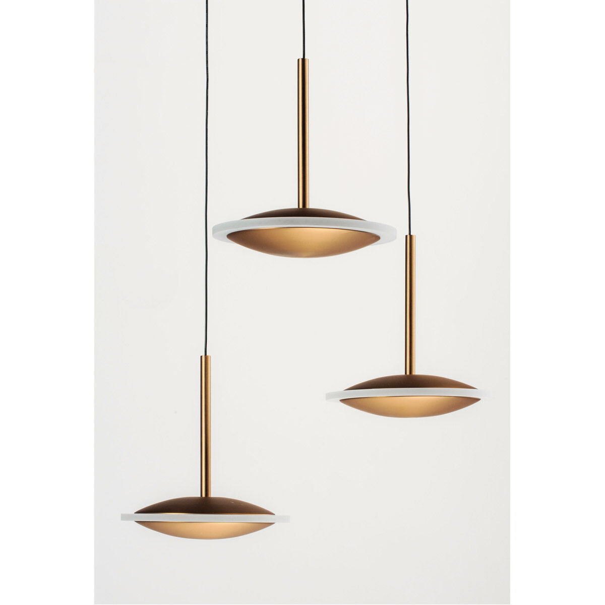 Saucer LED 17 inch Black and Gold Multi-Light Pendant Ceiling Light