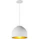 Foster LED 9.75 inch White and Gold Mini Pendant Ceiling Light in White/Gold