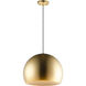 Palla LED 19.75 inch Satin Brass and Coffee Single Pendant Ceiling Light in Satin Brass/Coffee