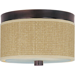 Elements Flush Mount Ceiling Light in Oil Rubbed Bronze, Grass Cloth
