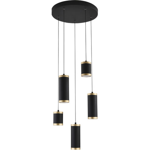 Cuff LED 15.75 inch Black and Gold Multi-Light Pendant Ceiling Light